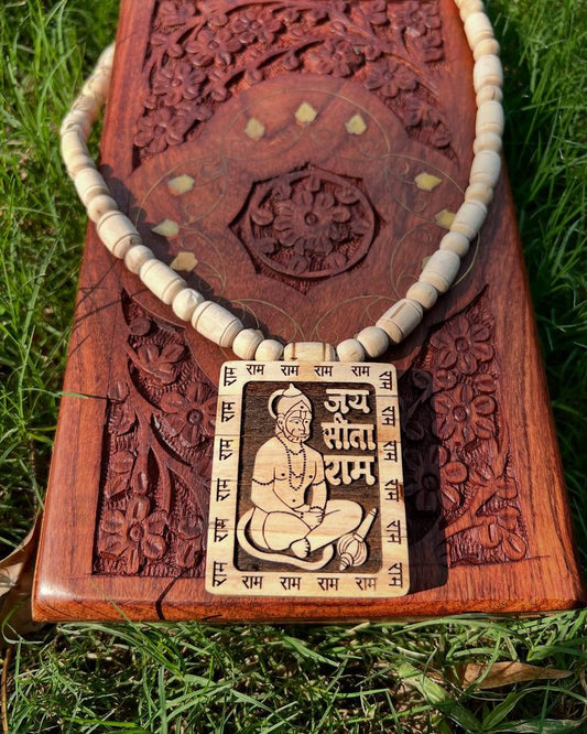 Tulsi Kanthi Mala With Hanuman Pendant for Men Wood Locket Set(Pack Of 1)